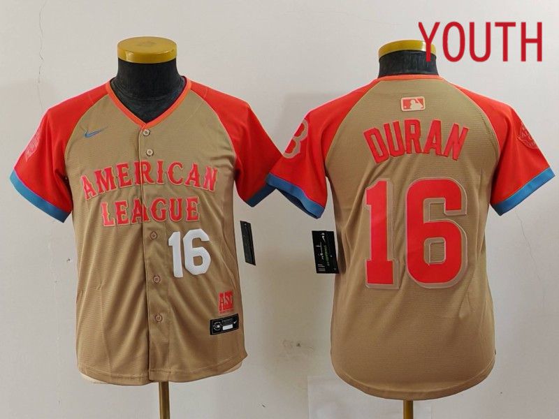 Youth Boston Red Sox #16 Duran Orange All star 2024 Nike MLB Jersey style 5